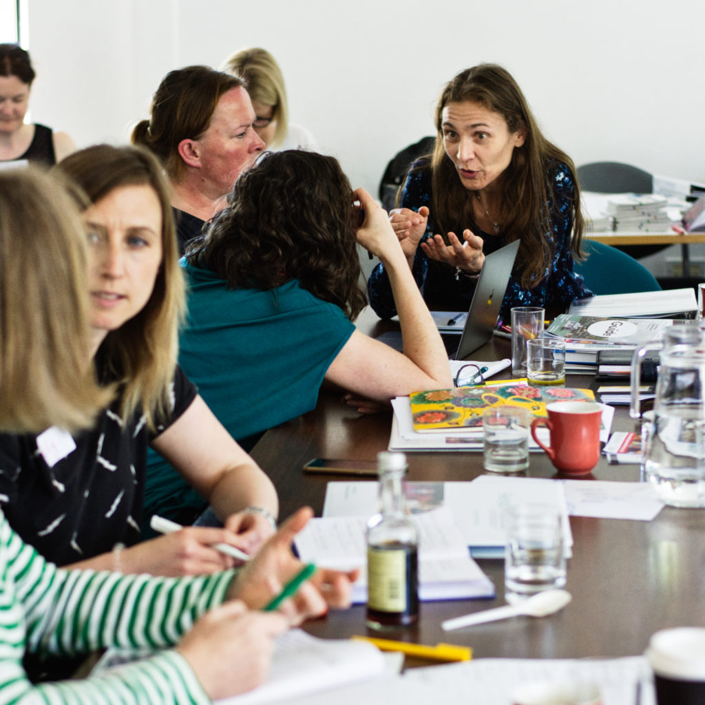 Students in discussion at Aesop Institute residential at Folkestone Quarterhouse